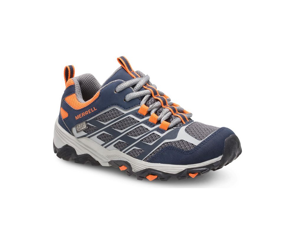 Merrell Hiking Shoes Navy/Grey/Orange - Moab FST Low Waterproof - Kids 64MPBTHVE